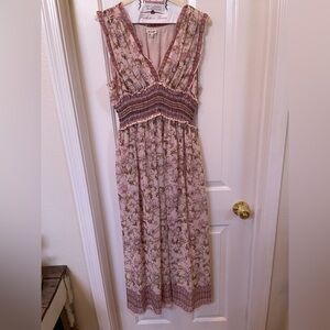 Max Studio Smocked Empire Waist Floral Sundress L